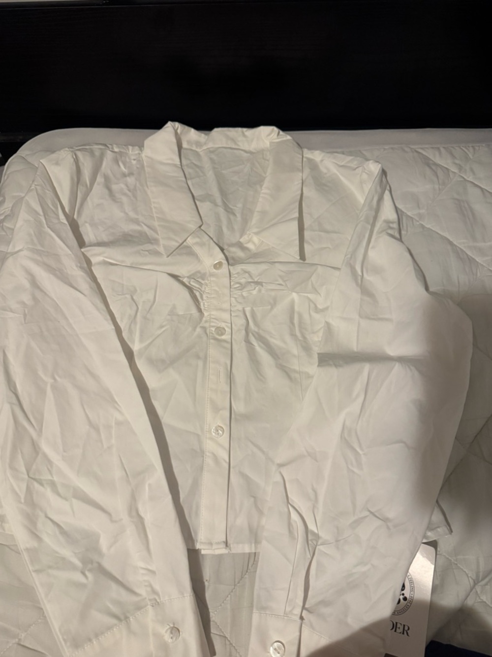 Cider White Button-Up Collared Blouse